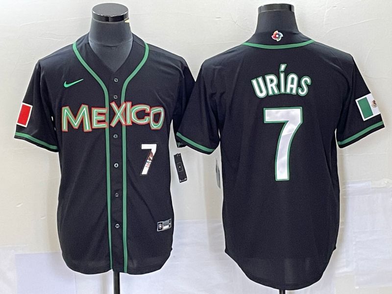 Men 2023 World Cub Mexico 7 Urias Black white Nike MLB Jersey26